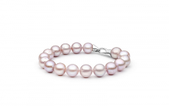Elegantes Perlenarmband lavendel rund 9-10 mm, 19 cm, Designverschluss 925er Silber, Gaura Pearls, Estland Bild 3